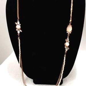 NWT Vivi Love Long Gold Tone, Clear genuine Crystal Neckless